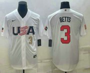 Wholesale Cheap Men's USA Baseball #3 Mookie Betts Number 2023 White World Baseball Classic Replica Stitched Jersey