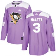Wholesale Cheap Adidas Penguins #3 Olli Maatta Purple Authentic Fights Cancer Stitched Youth NHL Jersey
