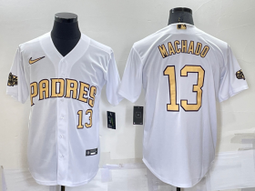 Wholesale Cheap Men\'s San Diego Padres #13 Manny Machado White 2022 All-Star Cool Base Stitched Baseball Jerseys