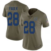 Wholesale Cheap Nike Colts #28 Marshall Faulk Olive Women's Stitched NFL Limited 2017 Salute to Service Jersey