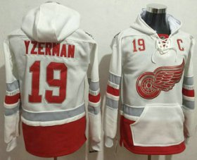 Wholesale Cheap Men\'s Detroit Red Wings #19 Steve Yzerman Reebok White 2017 Centennial Classic Premier Old Time Hockey Hoodie