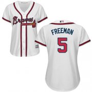 Wholesale Cheap Braves #5 Freddie Freeman White Home Women's Stitched MLB Jersey
