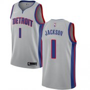 Wholesale Cheap Nike Pistons #1 Reggie Jackson Silver NBA Swingman Statement Edition Jersey