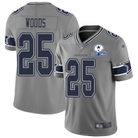 Wholesale Cheap Nike Cowboys #25 Xavier Woods Gray Men\'s Stitched With Established In 1960 Patch NFL Limited Inverted Legend Jersey