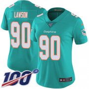 Wholesale Cheap Nike Dolphins #90 Shaq Lawson Aqua Green Team Color Women's Stitched NFL 100th Season Vapor Untouchable Limited Jersey