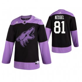 Wholesale Cheap Adidas Coyotes #81 Phil Kessel Men\'s Black Hockey Fights Cancer Practice NHL Jersey