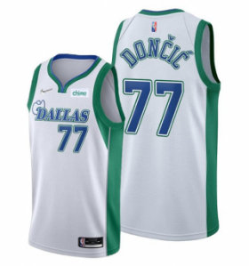 Wholesale Cheap Men\'s Dallas Mavericks #77 Luka Doncic 75th Anniversary City Edition White Stitched Basketball Jersey