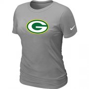 Wholesale Cheap Women's Nike Green Bay Packers Logo NFL T-Shirt Light Grey