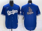 Wholesale Cheap Men's Los Angeles Dodgers Blue Team Big Logo Cool Base Stitched Baseball Jersey 1
