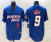 Wholesale Cheap Mens Puerto Rico Baseball #9 Javier Baez Number 2023 Blue World Baseball Classic Stitched Jersey