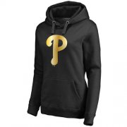 Wholesale Cheap Women's Philadelphia Phillies Gold Collection Pullover Hoodie Black