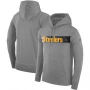 Wholesale Cheap Men's Pittsburgh Steelers Nike Gray Sideline Team Performance Pullover Hoodie