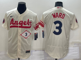 Wholesale Cheap Men\'s Los Angeles Angels #3 Taylor Ward Number Cream 2022 City Connect Flex Base Stitched Jersey