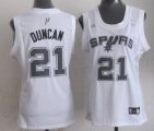 Wholesale Cheap San Antonio Spurs #21 Tim Duncan White Womens Jersey