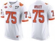 Wholesale Cheap Men's Clemson Tigers #75 Mitch Hyatt White 2017 Championship Game Patch Stitched CFP Nike Limited Jersey