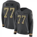 Wholesale Cheap Nike Jets #77 Mekhi Becton Anthracite Salute to Service Women's Stitched NFL Limited Therma Long Sleeve Jersey