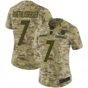Wholesale Cheap Nike Steelers #7 Ben Roethlisberger Camo Women's Stitched NFL Limited 2018 Salute to Service Jersey