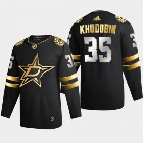 Cheap Dallas Stars #35 Anton Khudobin Men\'s Adidas Black Golden Edition Limited Stitched NHL Jersey