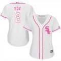 Wholesale Cheap White Sox #2 Nellie Fox White/Pink Fashion Women's Stitched MLB Jersey
