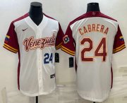 Wholesale Cheap Mens Venezuela Baseball #24 Miguel Cabrera Number 2023 White World Classic Stitched Jersey