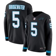 Wholesale Cheap Nike Panthers #5 Teddy Bridgewater Black Team Color Women's Stitched NFL Limited Therma Long Sleeve Jersey