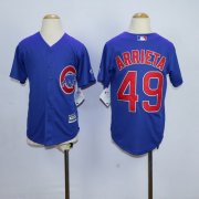 Wholesale Cheap Cubs #49 Jake Arrieta Blue Cool Base Stitched Youth MLB Jersey