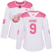 Wholesale Cheap Adidas Red Wings #9 Gordie Howe White/Pink Authentic Fashion Women's Stitched NHL Jersey
