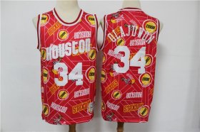 Wholesale Cheap Men\'s Houston Rockets #34 Hakeem Olajuwon Red Tear Up Pack Mitchell & Ness Swingman Jeresy