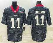 Wholesale Cheap Men's Philadelphia Eagles #11 AJ Brown Camo Super Bowl LVII Patch Limited Stitched Jersey