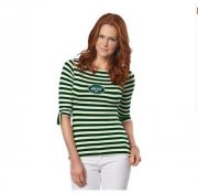 Wholesale Cheap New York Jets Lady Striped Boatneck Three-Quarter Sleeve T-Shirt