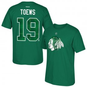 Wholesale Cheap Chicago Blackhawks #19 Jonathan Toews Reebok St. Paddy\'s Name & Number T-Shirt Green