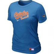 Wholesale Cheap Women's Baltimore Orioles Nike Short Sleeve Practice MLB T-Shirt Indigo Blue
