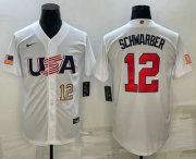 Wholesale Cheap Mens USA Baseball #12 Kyle Schwarber Number 2023 White World Baseball Classic Stitched Jersey