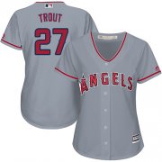 Wholesale Cheap Angels #27 Mike Trout Grey Road Women's Stitched MLB Jersey