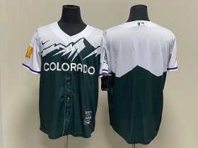 Wholesale Cheap Men\'s Colorado Rockies Blank Green 2022 City Connect Cool Base Stitched Jersey