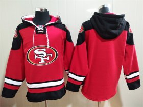 Wholesale Cheap Men\'s San Francisco 49ers Custom Red Team Color New NFL Hoodie
