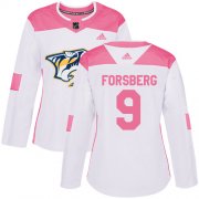 Wholesale Cheap Adidas Predators #9 Filip Forsberg White/Pink Authentic Fashion Women's Stitched NHL Jersey
