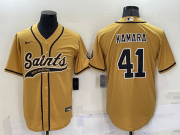 Wholesale Cheap Men's New Orleans Saints #41 Alvin Kamara Gold Stitched MLB Cool Base Nike Baseball Jersey