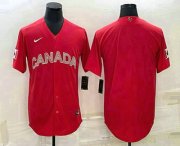 Wholesale Cheap Men's Canada Baseball Blank 2023 Red World With Patch Classic Stitched Jerseys
