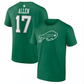 Wholesale Cheap Men\'s Buffalo Bills #17 Josh Allen Green St. Patrick\'s Day Icon Player T-Shirt
