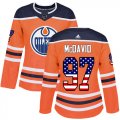 Wholesale Cheap Adidas Oilers #97 Connor McDavid Orange Home Authentic USA Flag Women's Stitched NHL Jersey