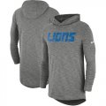 Wholesale Cheap Men's Detroit Lions Nike Heathered Gray Sideline Slub Performance Hooded Long Sleeve T-Shirt
