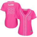 Wholesale Cheap Giants #22 Will Clark Pink Fashion Women's Stitched MLB Jersey