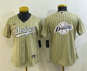 Wholesale Cheap Women's Los Angeles Dodgers Big Logo Number Cream Pinstripe Stitched MLB Cool Base Nike Jersey