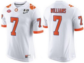 Wholesale Cheap Men\'s Clemson Tigers #7 Mike Williams White 2017 Championship Game Patch Stitched CFP Nike Limited Jersey