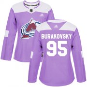 Wholesale Cheap Adidas Avalanche #95 Andre Burakovsky Purple Authentic Fights Cancer Women's Stitched NHL Jersey