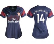 Wholesale Cheap Women's Arsenal #14 Aubameyang Away Soccer Club Jersey