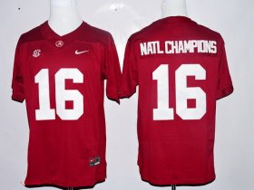 Wholesale Cheap Men\'s Alabama Crimson Tide 2016 Natl Champions Red Stitched NCAA Nike Limited College Football Jersey