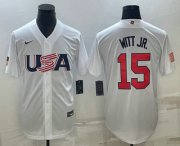 Wholesale Cheap Men's USA Baseball #15 Bobby Witt Jr 2023 White World Baseball Classic Replica Stitched Jersey