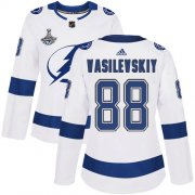 Cheap Adidas Lightning #88 Andrei Vasilevskiy White Road Authentic Women's 2020 Stanley Cup Champions Stitched NHL Jersey